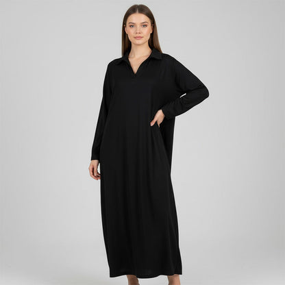 Damen-Sweatshirtkleid mit langen Ärmeln und Reverskragen