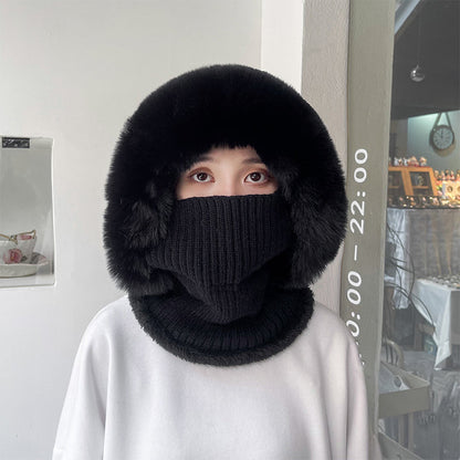 🎀Warme, flauschige Strickmütze mit Maske🎁