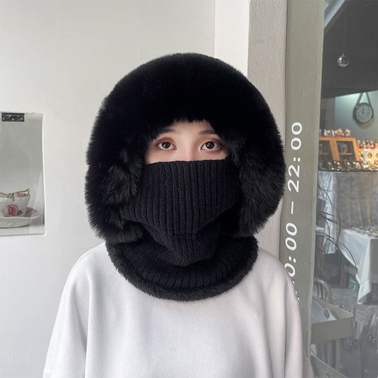 🎀Warme, flauschige Strickmütze mit Maske🎁