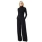 Damen-Jumpsuit mit langen Ärmeln, hohem Kragen und weitem Bein