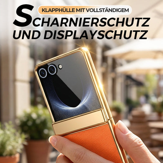 Klapphülle mit vollständigem Scharnierschutz und Displayschutz Handyhülle für Samsung Flip