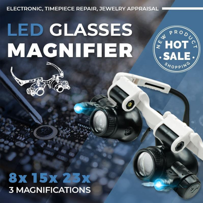 🎁Heißer Verkauf 50 % Rabatt⏳LED-Lupenbrille🔥23-fache Vergrößerung