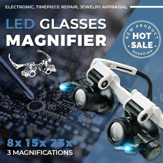 🎁Heißer Verkauf 50 % Rabatt⏳LED-Lupenbrille🔥23-fache Vergrößerung